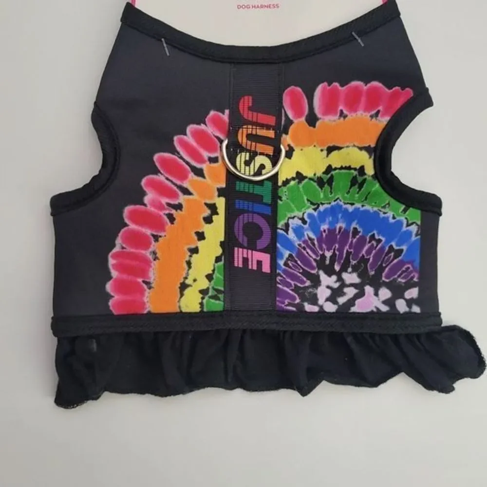 JUSTICE Rainbow Print Pet Harness‎ Small Black